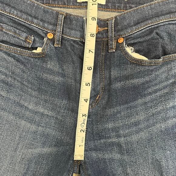 LOFT Outlet Women’s High Rise Straight Dark Wash Raw Hem Cropped 0 - Picture 9 of 10